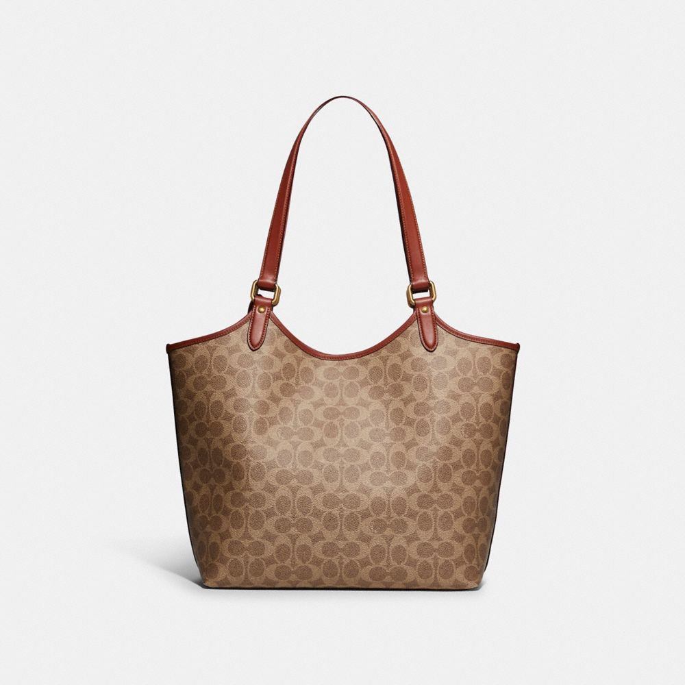 Coach Day Tote Bag In Signature Canvas Brass/Tan/Rust | 314-WSMAKJ