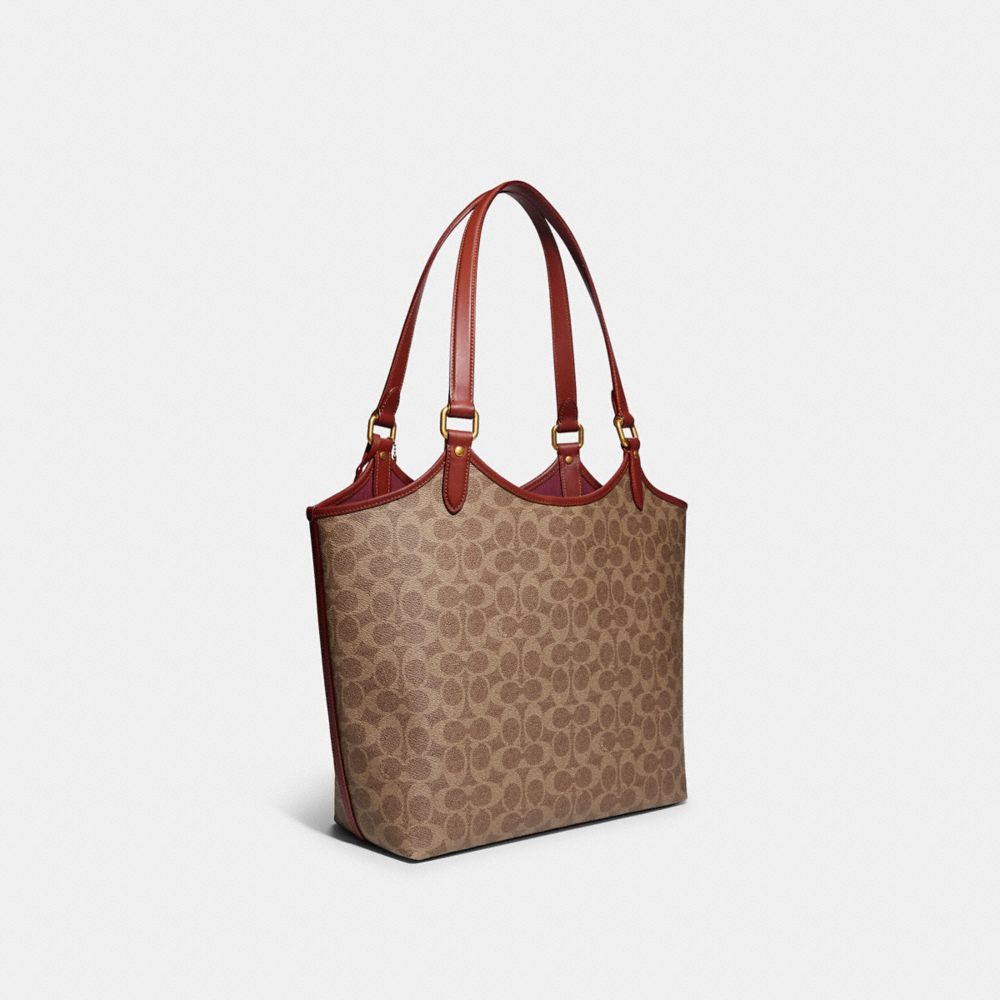 Coach Day Tote Bag In Signature Canvas Brass/Tan/Rust | 314-WSMAKJ