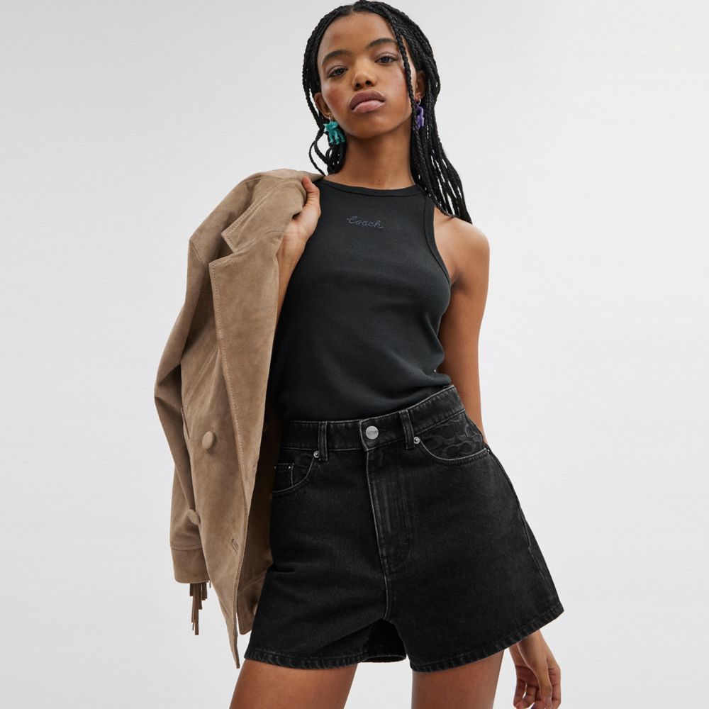 Coach Denim Shorts In Organic Cotton Black | 179-HYXGJC