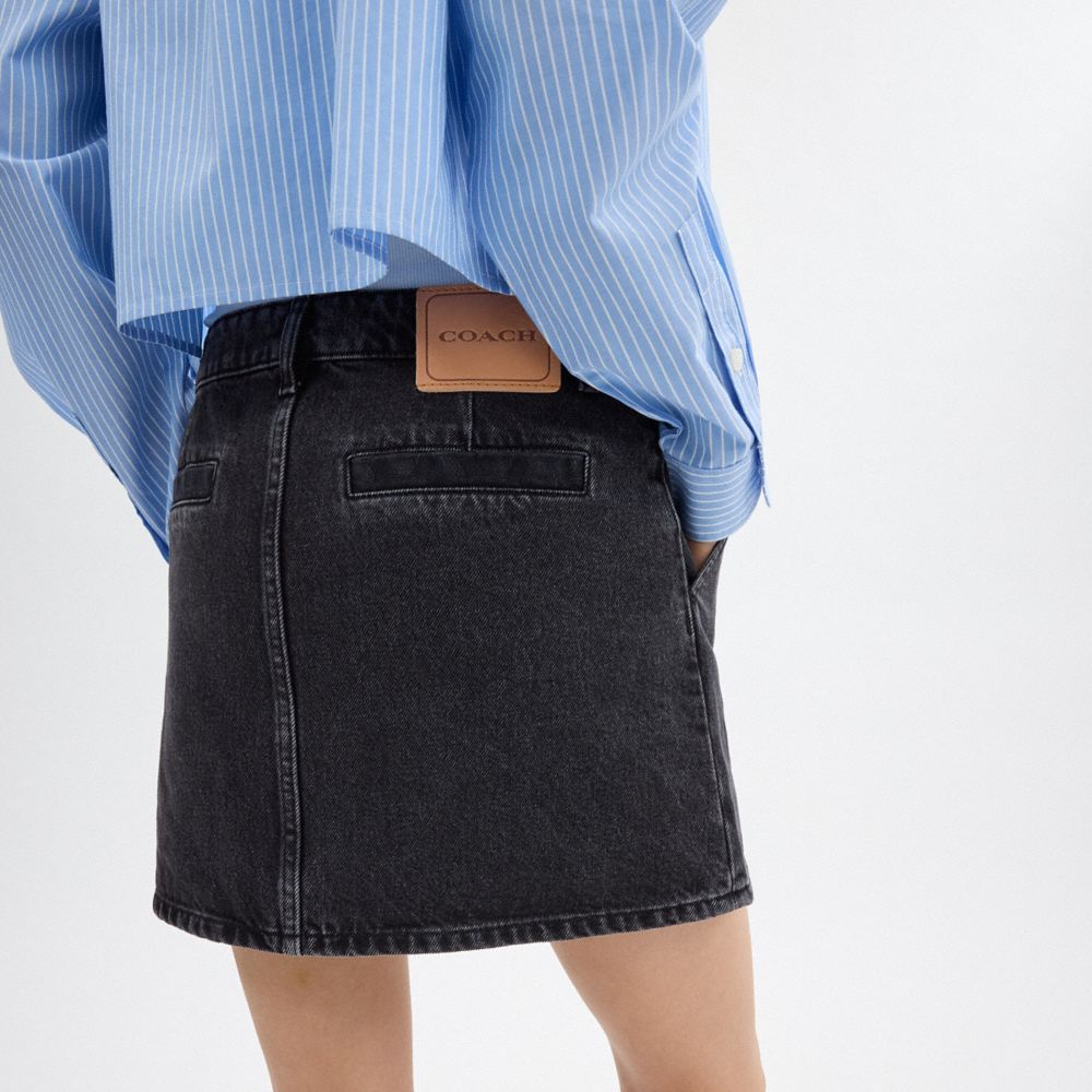 Coach Denim Skirt In Organic Cotton Black | 721-RWQAJL