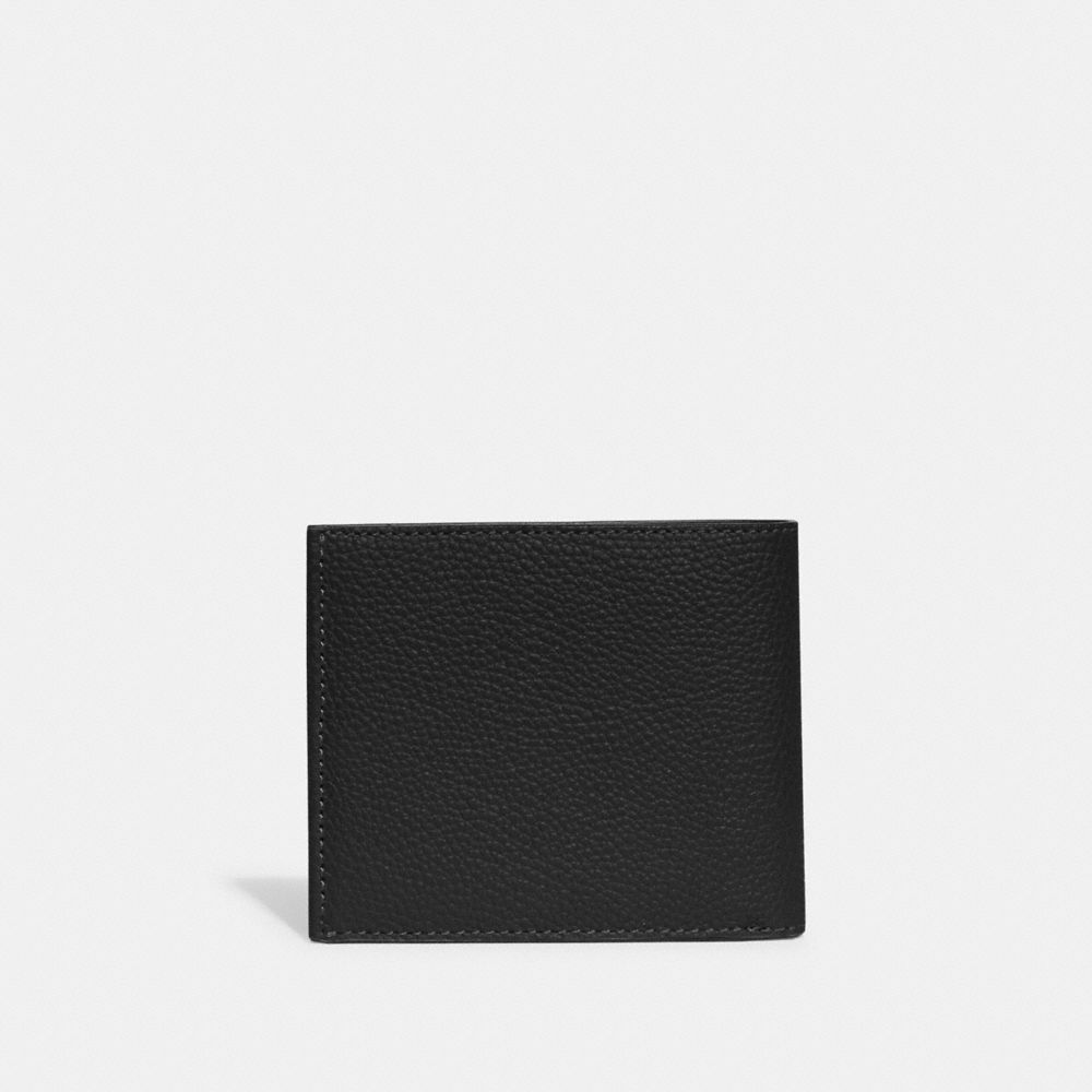 Coach Double Billfold Wallet Polished Pebble Leather/Black | 534-BCJLEY