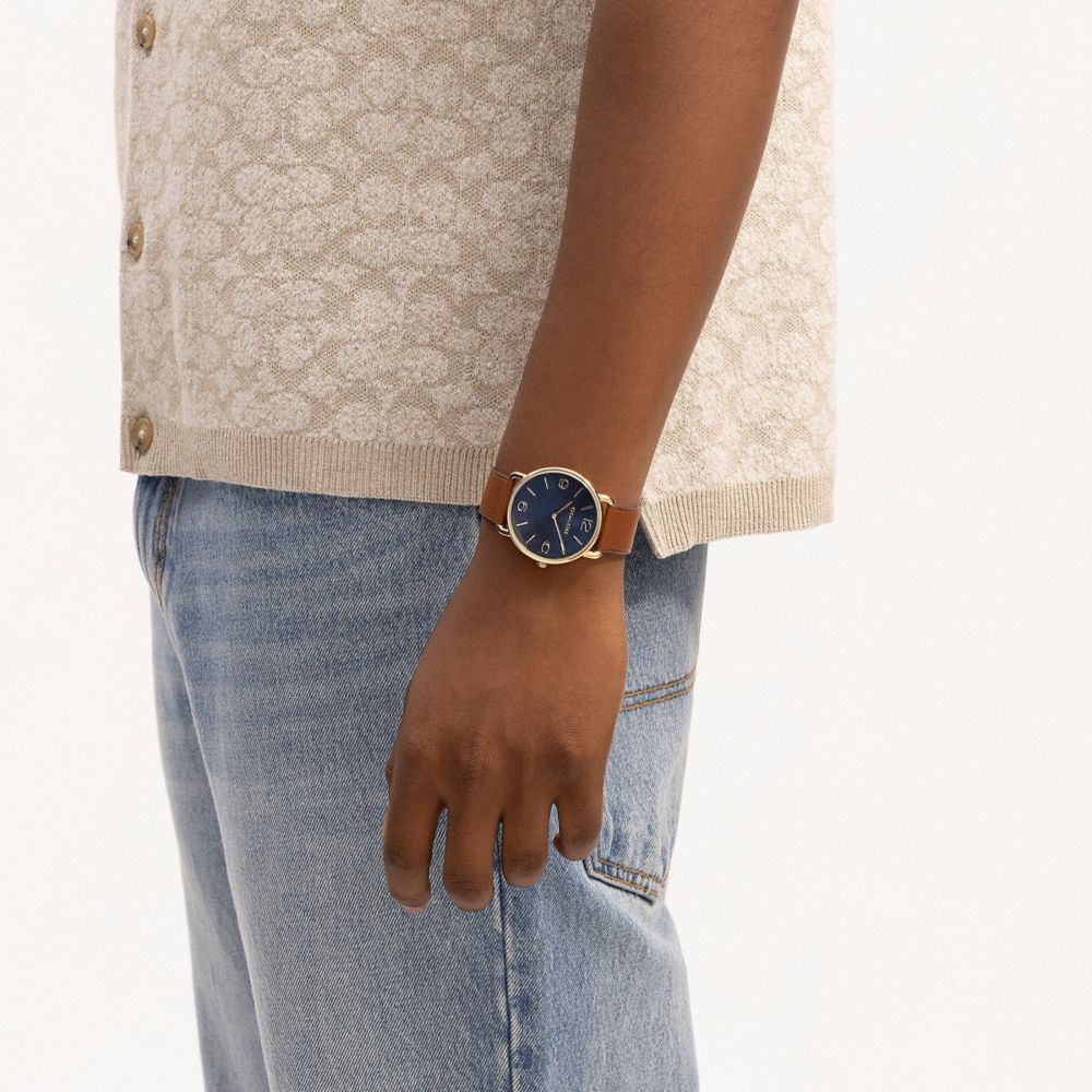 Coach Elliot Watch 41 Mm Saddle/Navy | 354-EQNRTK