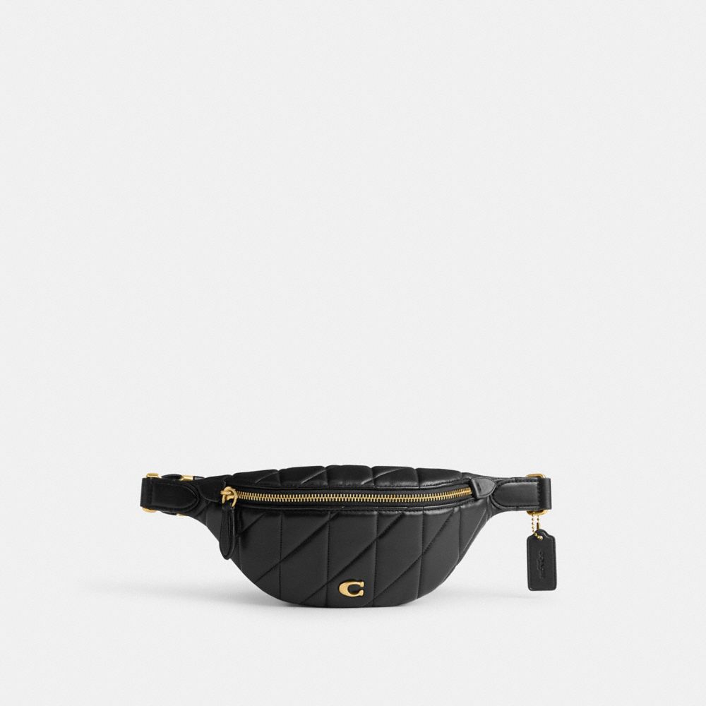 Coach Essential Belt Bag With Pillow Quilting Brass/Black | 371-SEWKZV