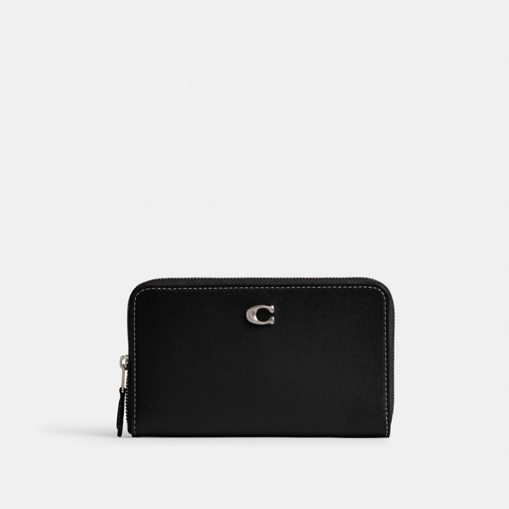 Coach Essential Medium Zip Around Wallet Silver/Black | 162-OHYSTJ