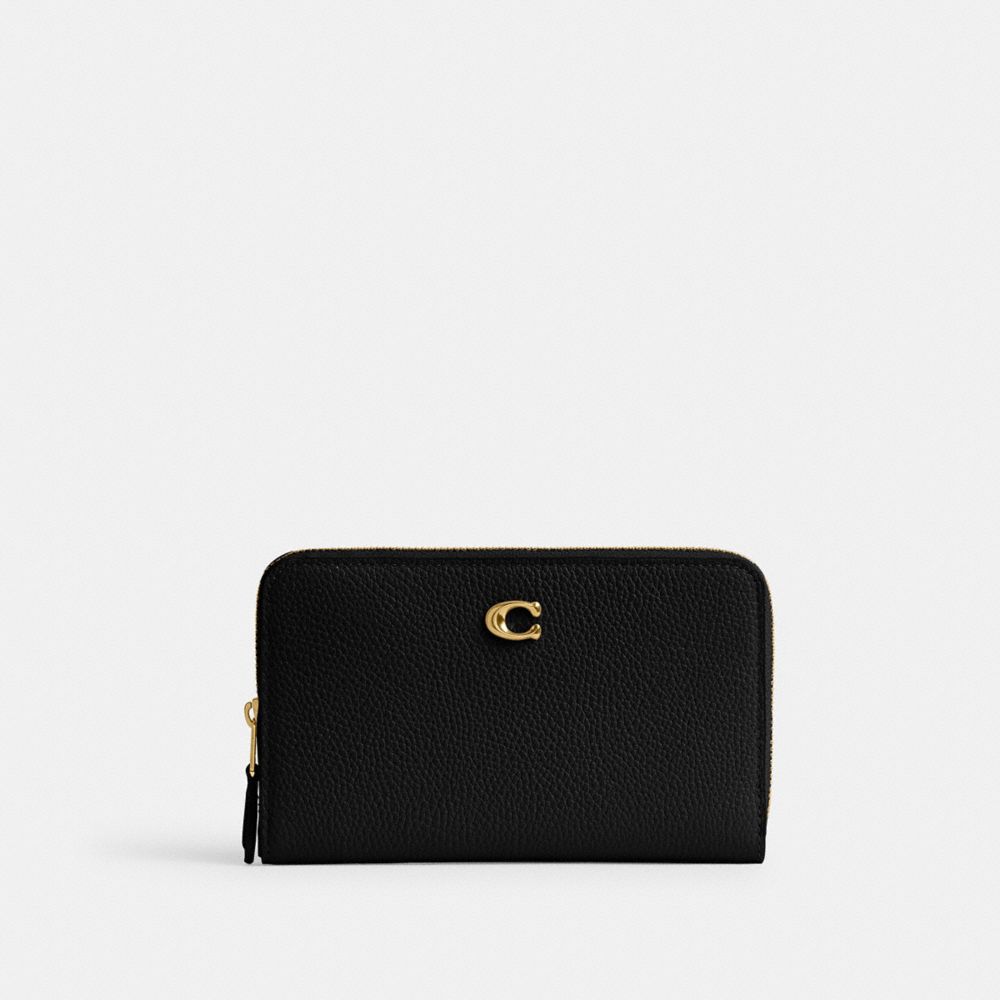 Coach Essential Medium Zip Around Wallet Brass/Black | 927-WCSRJM