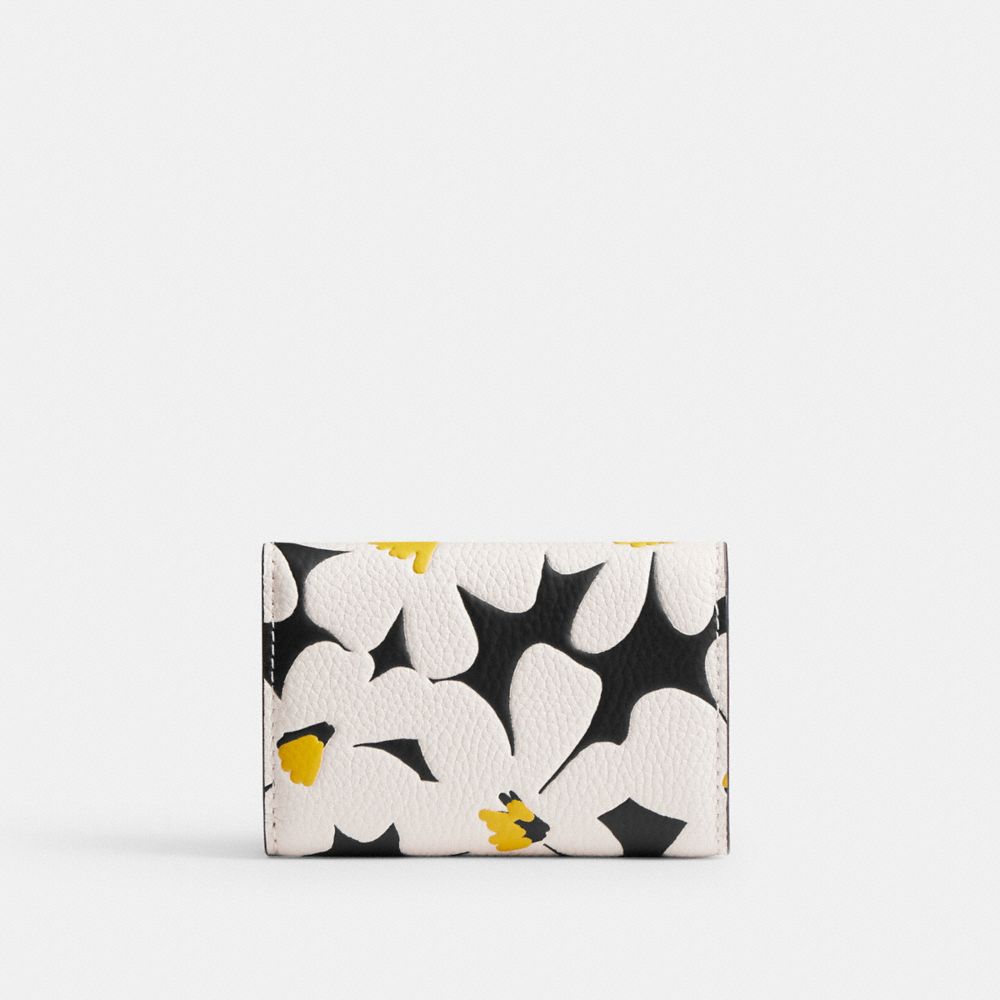 Coach Essential Mini Trifold Wallet With Floral Print Brass/Chalk Multi | 759-BUOXAJ