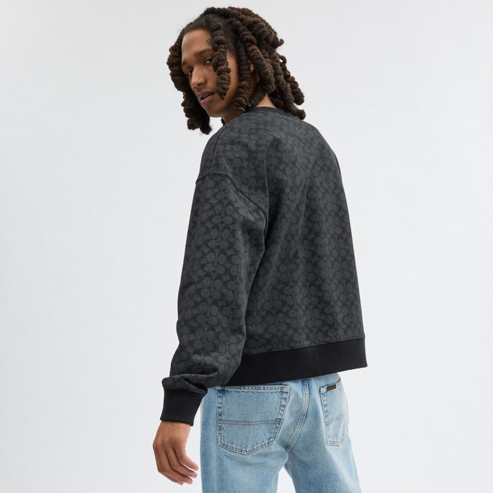 Coach Essential Signature Crewneck Charcoal Signature | 630-FYRNPG