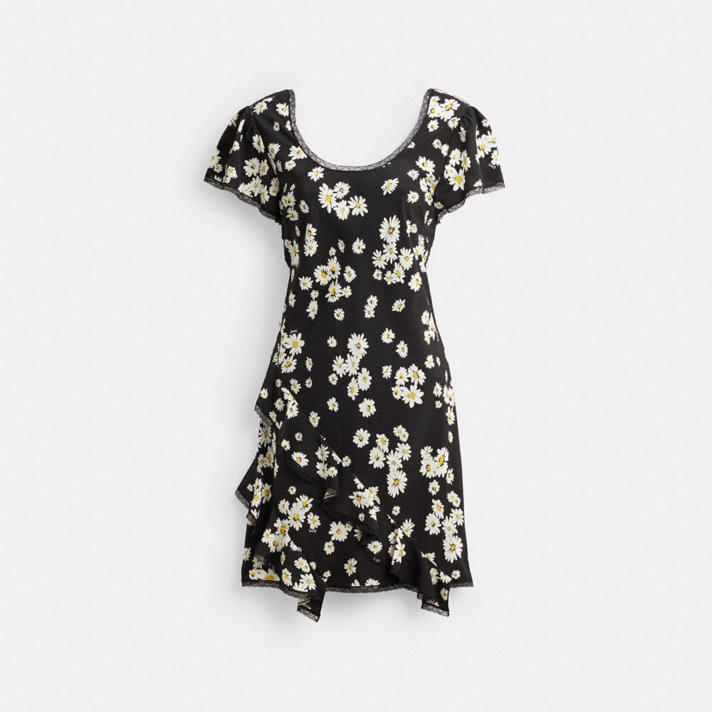 Coach Floral Mini Dress Black | 549-FKSGTC