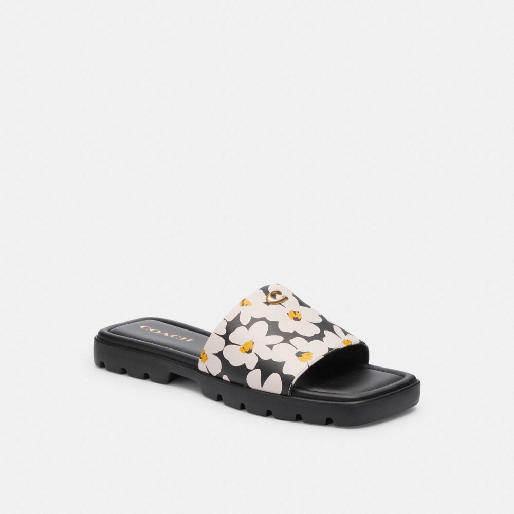 Coach Florence Sandal With Floral Print Chalk Multi | 817-CRBJDN