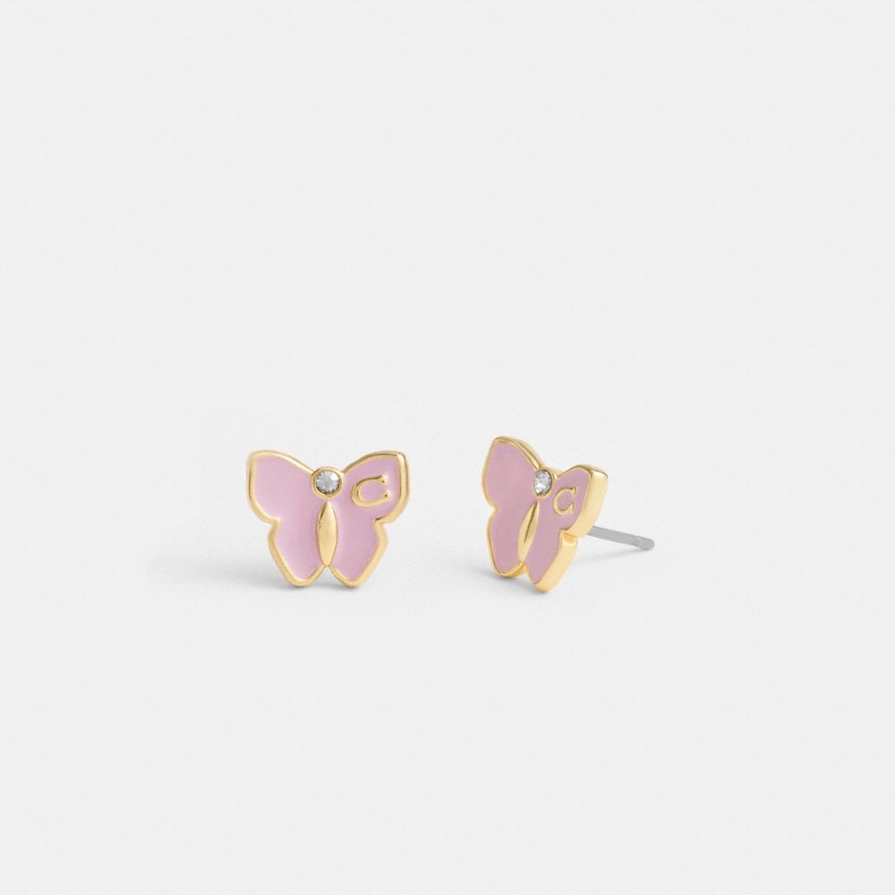 Coach Garden Butterfly Stud Earrings Gold/Purple | 486-SYUDLO