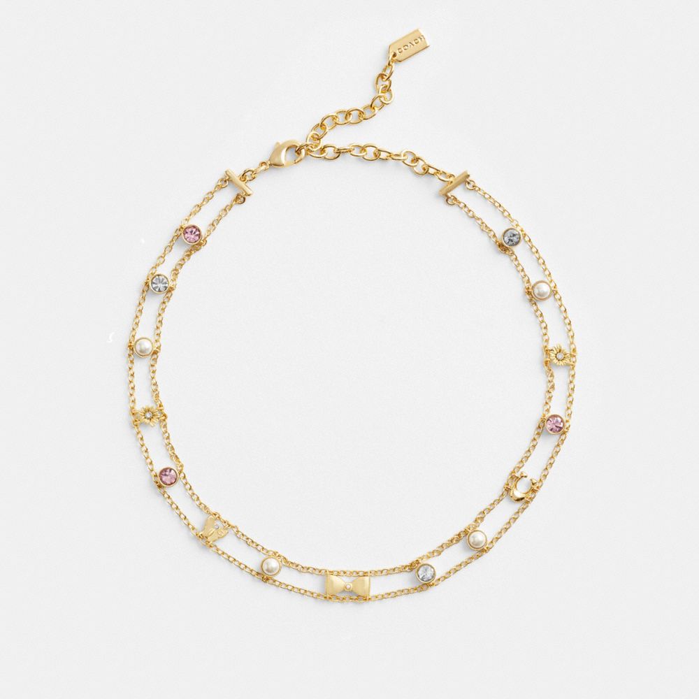 Coach Garden Charms Choker Necklace Gold/Multi | 841-VNDBQK