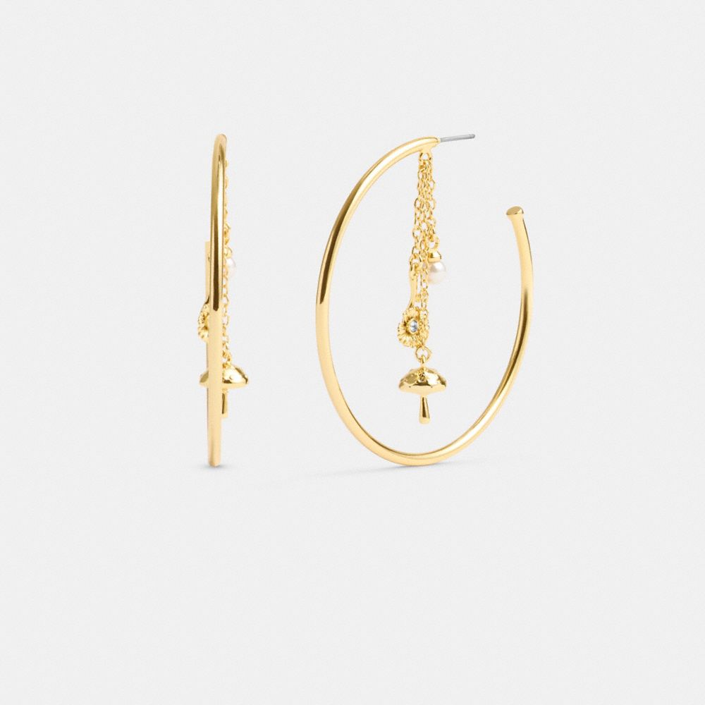 Coach Garden Charms Hoop Earrings Gold | 074-VHKSJR