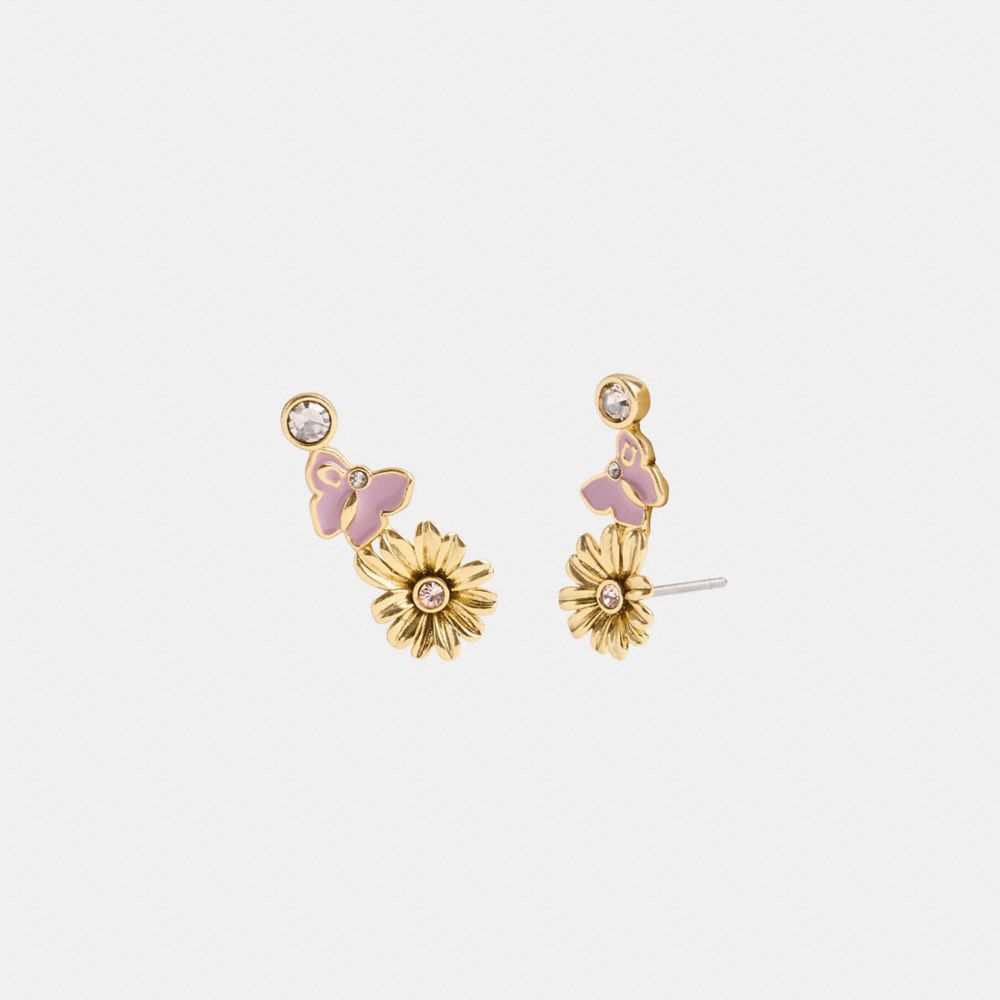 Coach Garden Charms Stud Earrings Gold/Multi | 607-DXAZLE