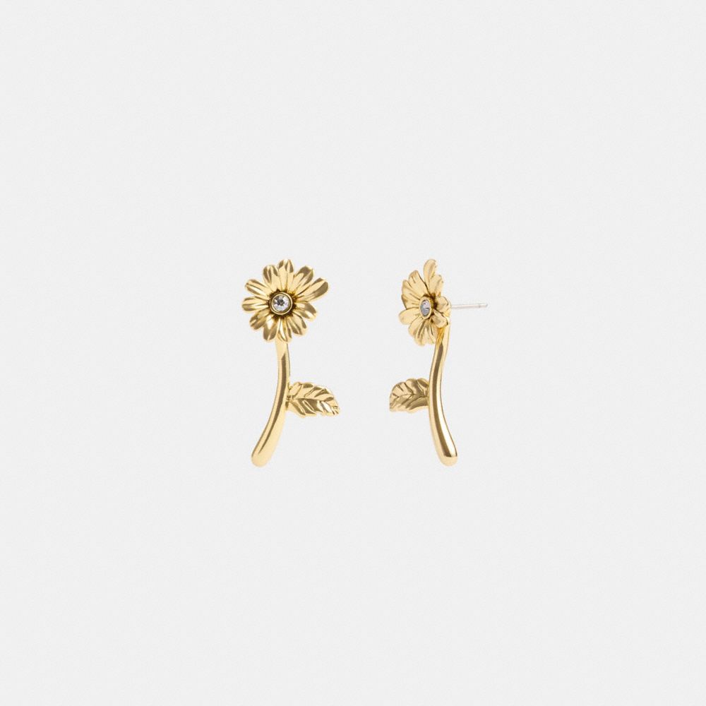 Coach Garden Flower Stem Stud Earrings Gold | 534-NWIVKH