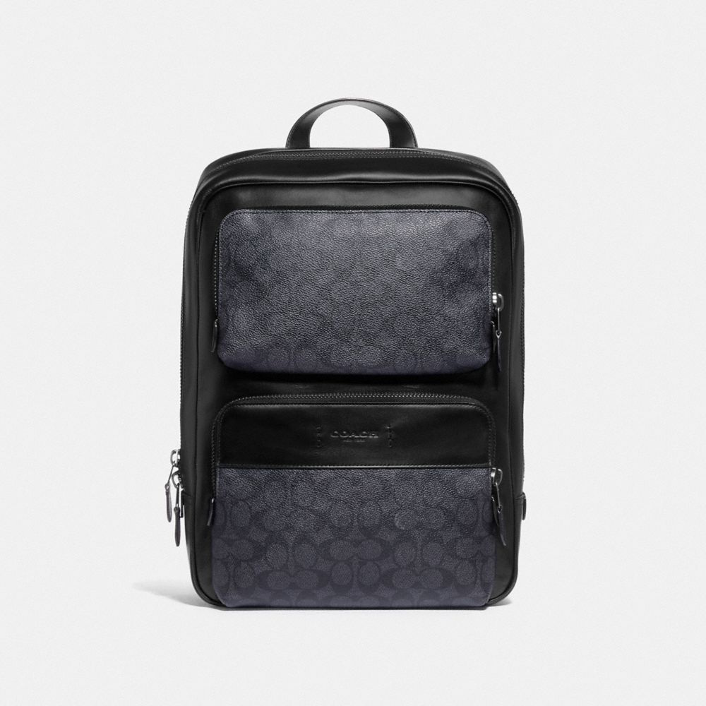 Coach Gotham Backpack In Signature Canvas Signature Coated Canvas/Smooth Leather/Black Copper/Charcoal/Bla | 497-NJWUKS