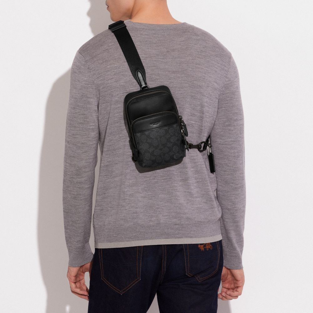 Coach Gotham Sling Pack 13 In Signature Canvas Charcoal | 487-ESPDQT