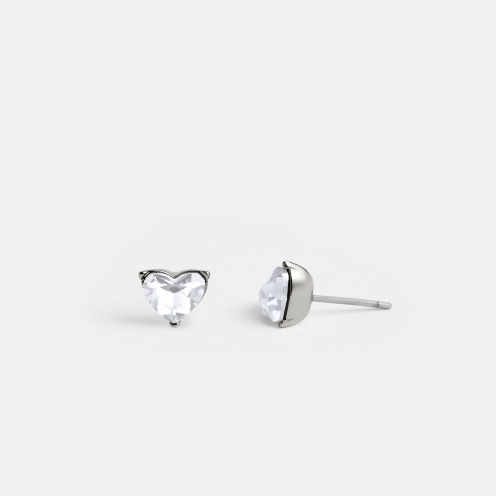 Coach Halo Heart Stud Earrings Silver | 562-VOHEWS