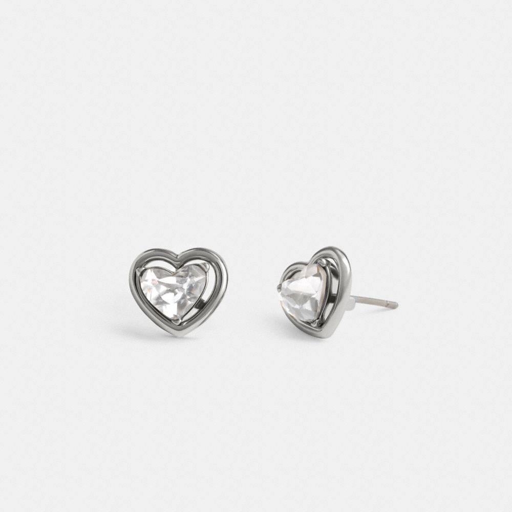 Coach Halo Heart Stud Earrings Silver | 562-VOHEWS