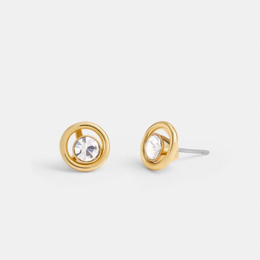 Coach Halo Round Stud Earrings Gold | 213-AVDBEZ