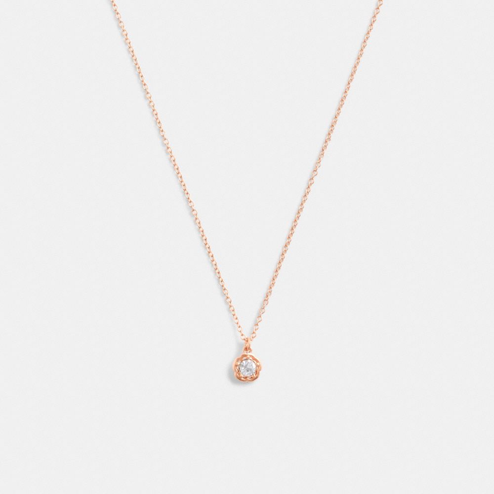 Coach Halo Tea Rose Pendant Necklace Rose Gold | 075-PRKNIT