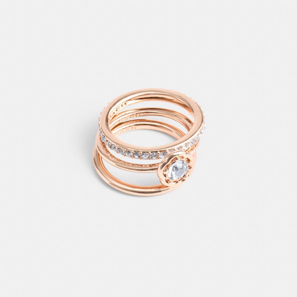 Coach Halo Tea Rose Ring Set Rose Gold | 692-QKSXBF