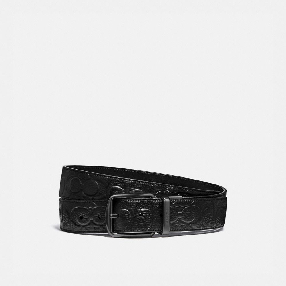 Coach Harness Buckle Cut To Size Reversible Belt 38 Mm Black | 168-CYAHVQ