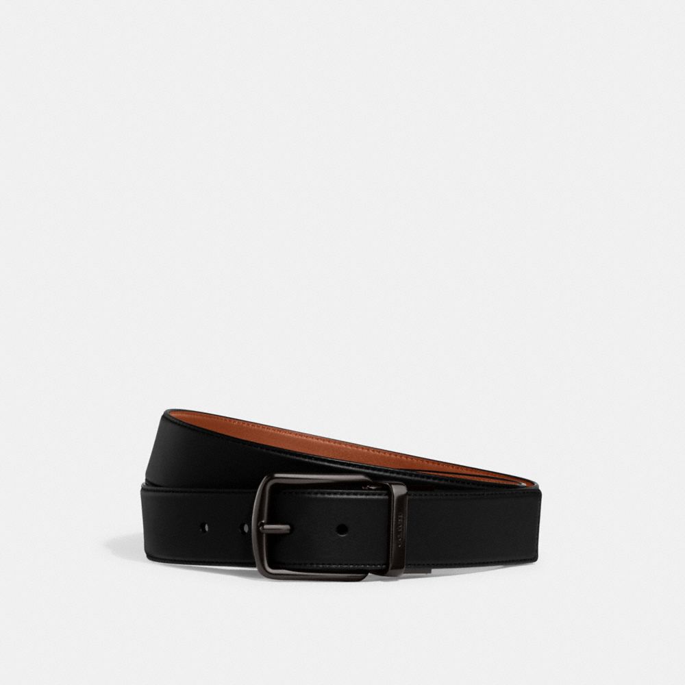 Coach Harness Buckle Cut To Size Reversible Belt 38 Mm Black/Saddle | 192-NXRAPC