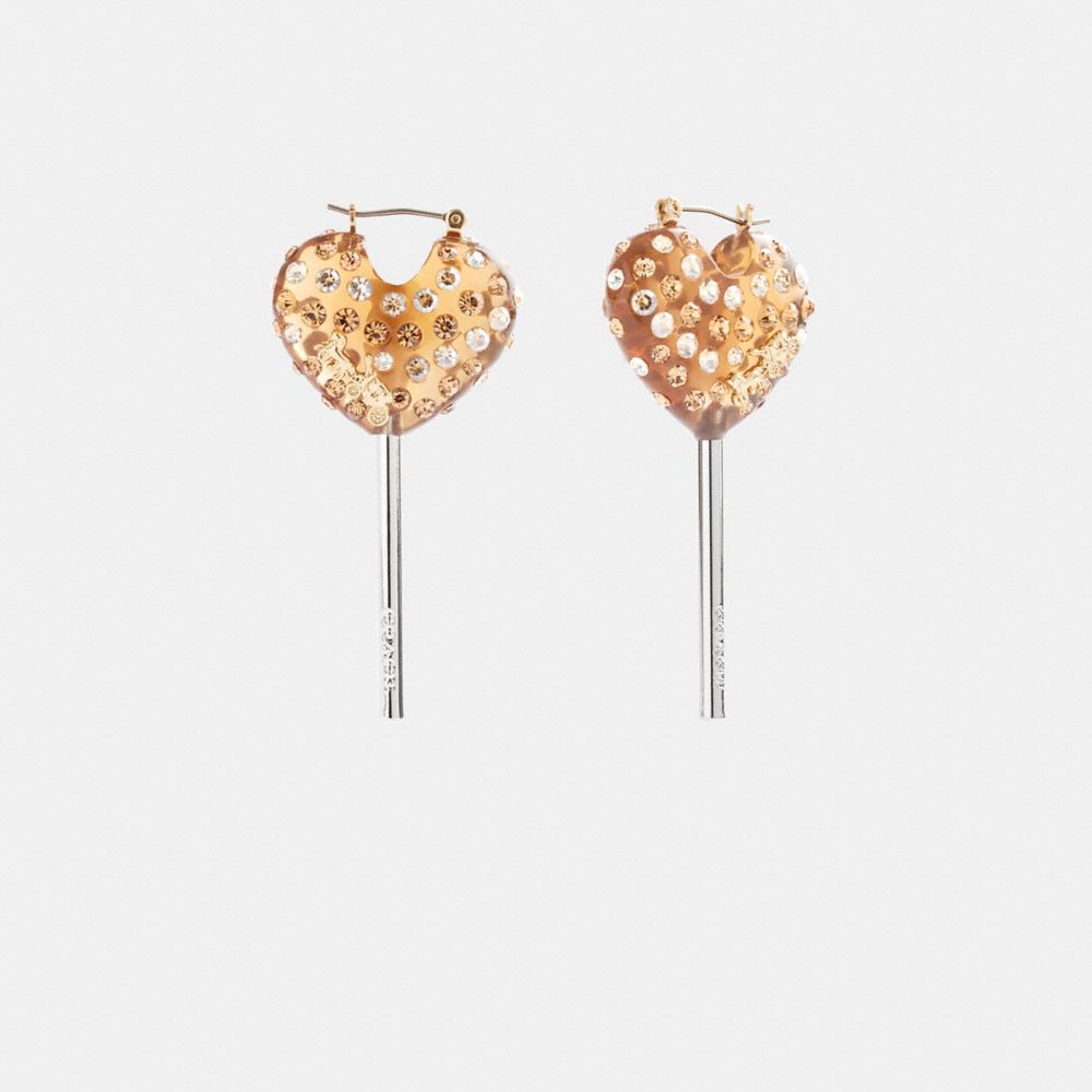 Coach Heart Lollipop Earrings Silver/Gold | 315-DHMPAG