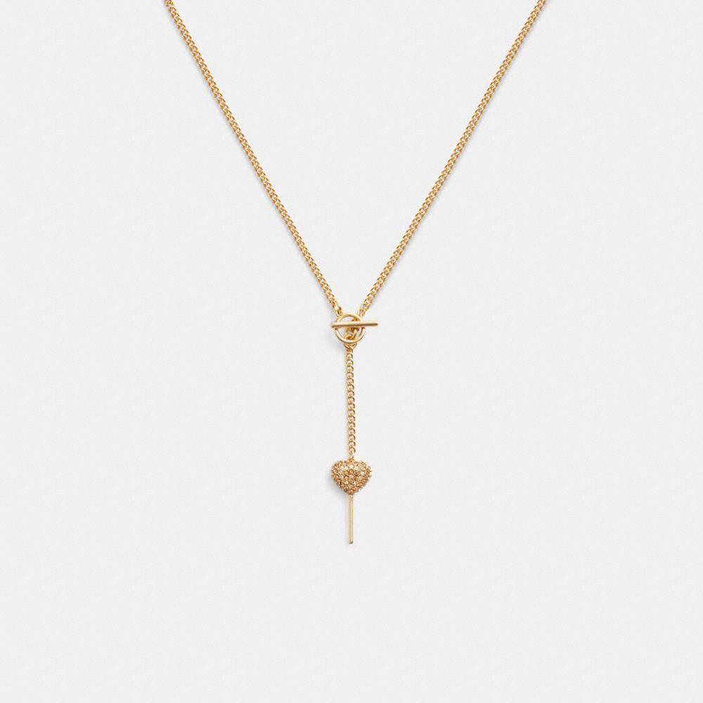 Coach Heart Lollipop Lariat Necklace Gold | 287-CYRWFO