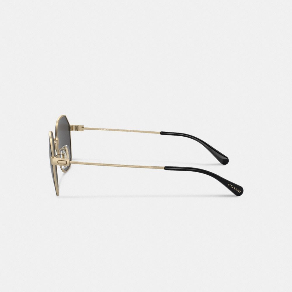 Coach Hinged Geometric Round Sunglasses Gold Black | 702-CNIEYB