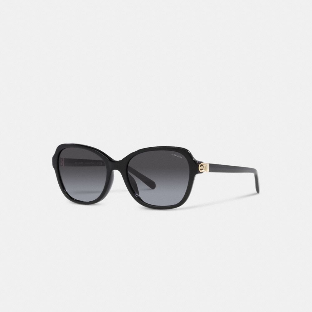 Coach Hinged Horse And Carriage Square Sunglasses Black | 978-REASUG