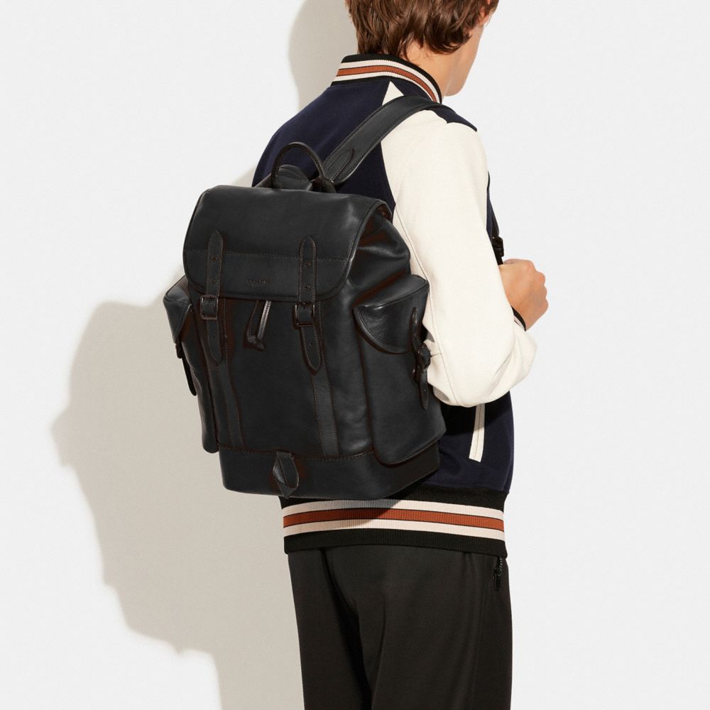 Coach Hitch Backpack Leather/Black | 092-BNJWCI