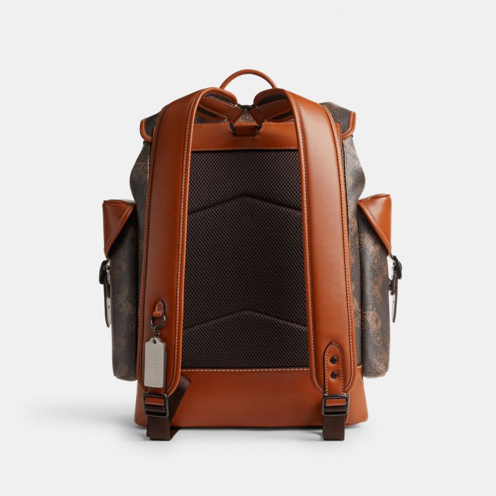 Coach Hitch Backpack With Large Horse And Carriage Print Printed Coated Canvas/Truffle/Burnished Amber | 310-XDSBOY