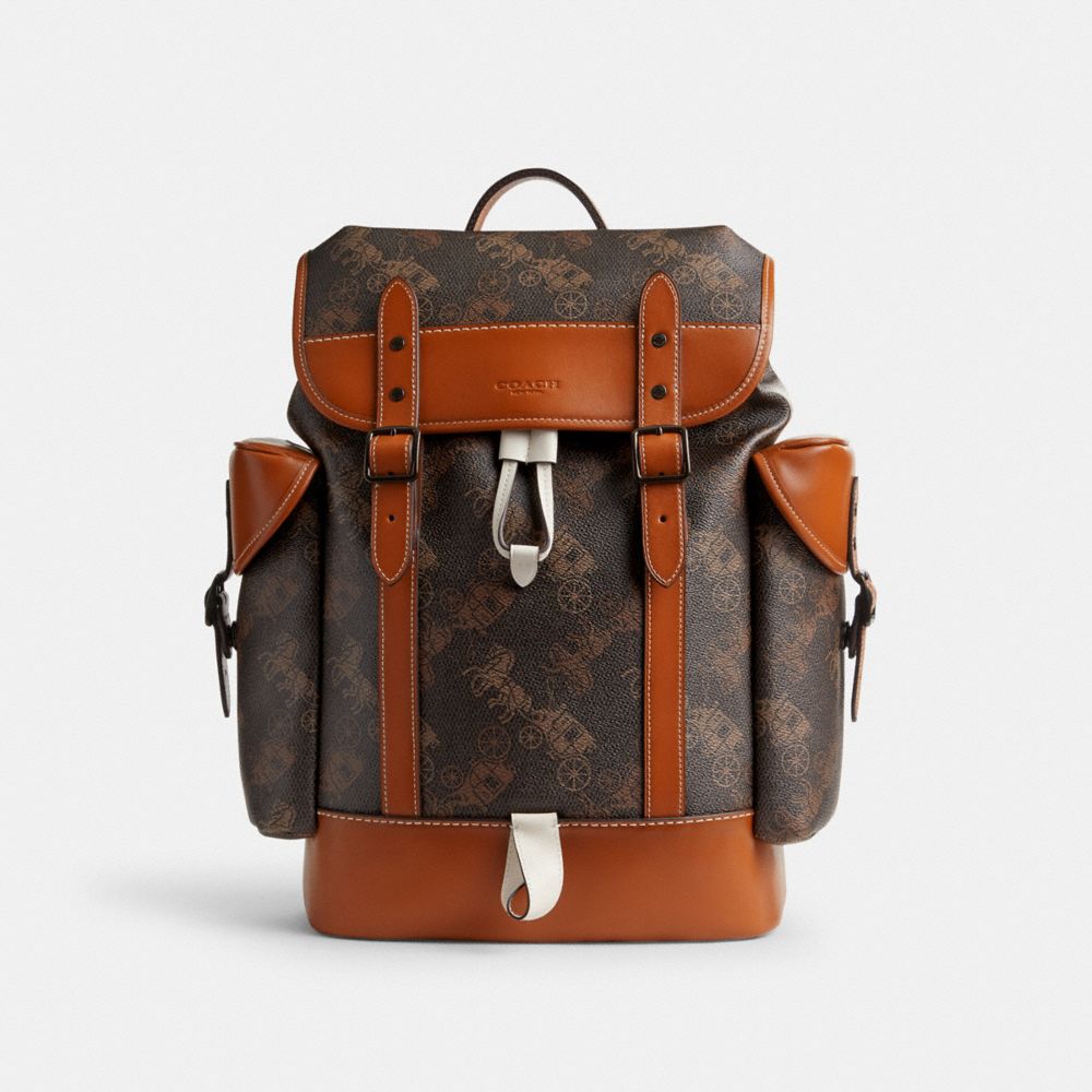 Coach Hitch Backpack With Large Horse And Carriage Print Printed Coated Canvas/Truffle/Burnished Amber | 310-XDSBOY