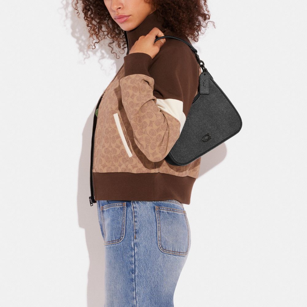 Coach Hobo Crossbody Bag With Signature Canvas Black | 602-KSTORG