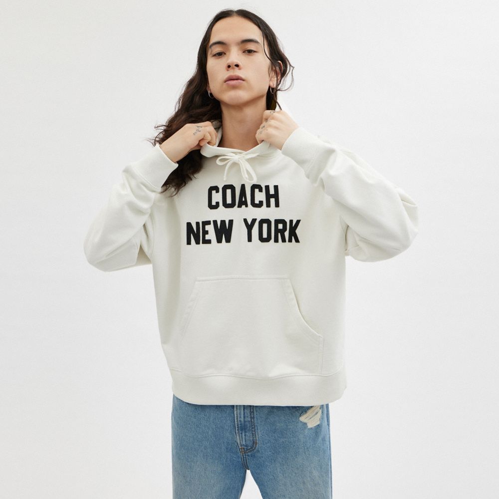 Coach Hoodie Sweatshirt Cream | 956-YOTANX