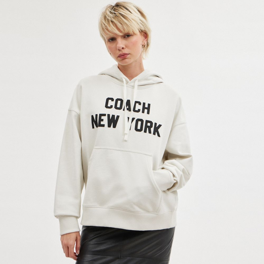 Coach Hoodie Sweatshirt Cream | 956-YOTANX