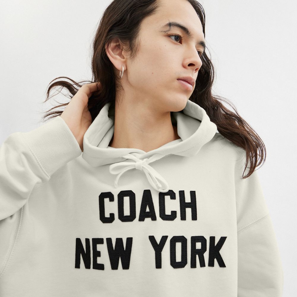 Coach Hoodie Sweatshirt Cream | 956-YOTANX