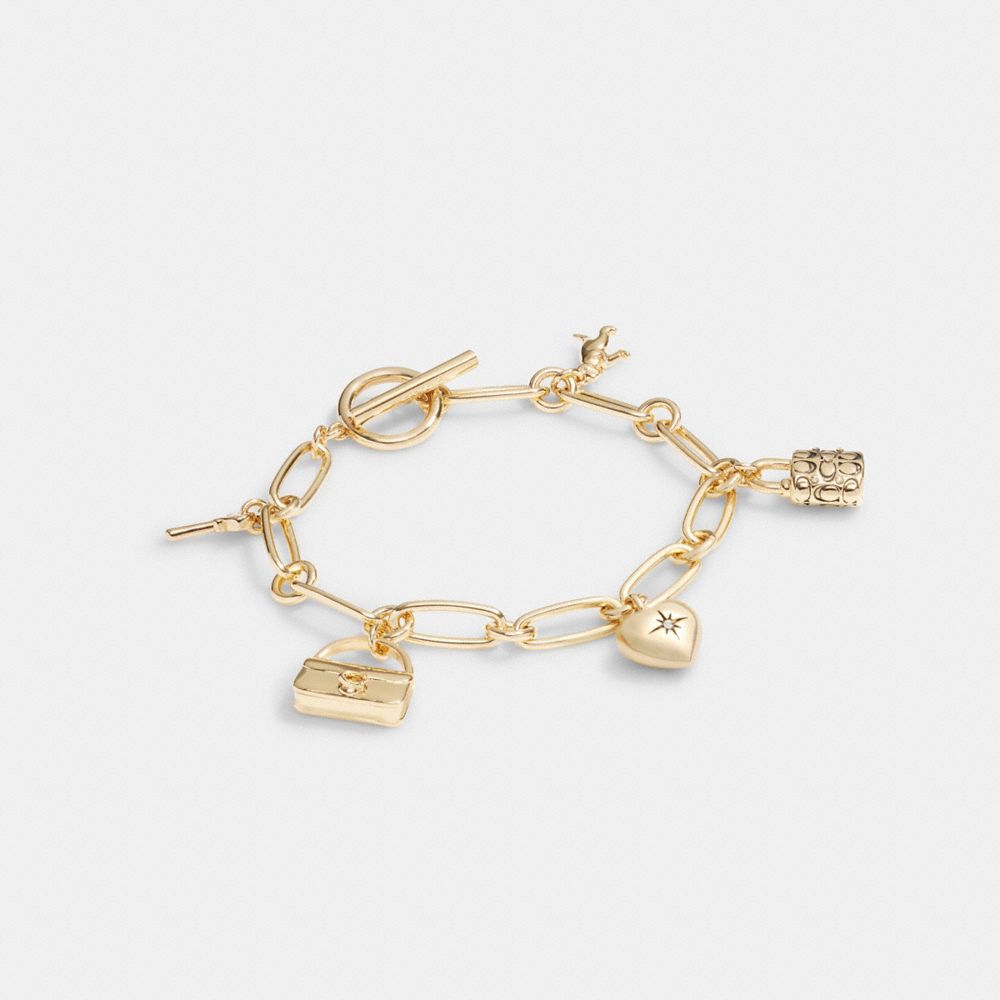 Coach Iconic Charm Chain Bracelet Gold | 394-LROQEB