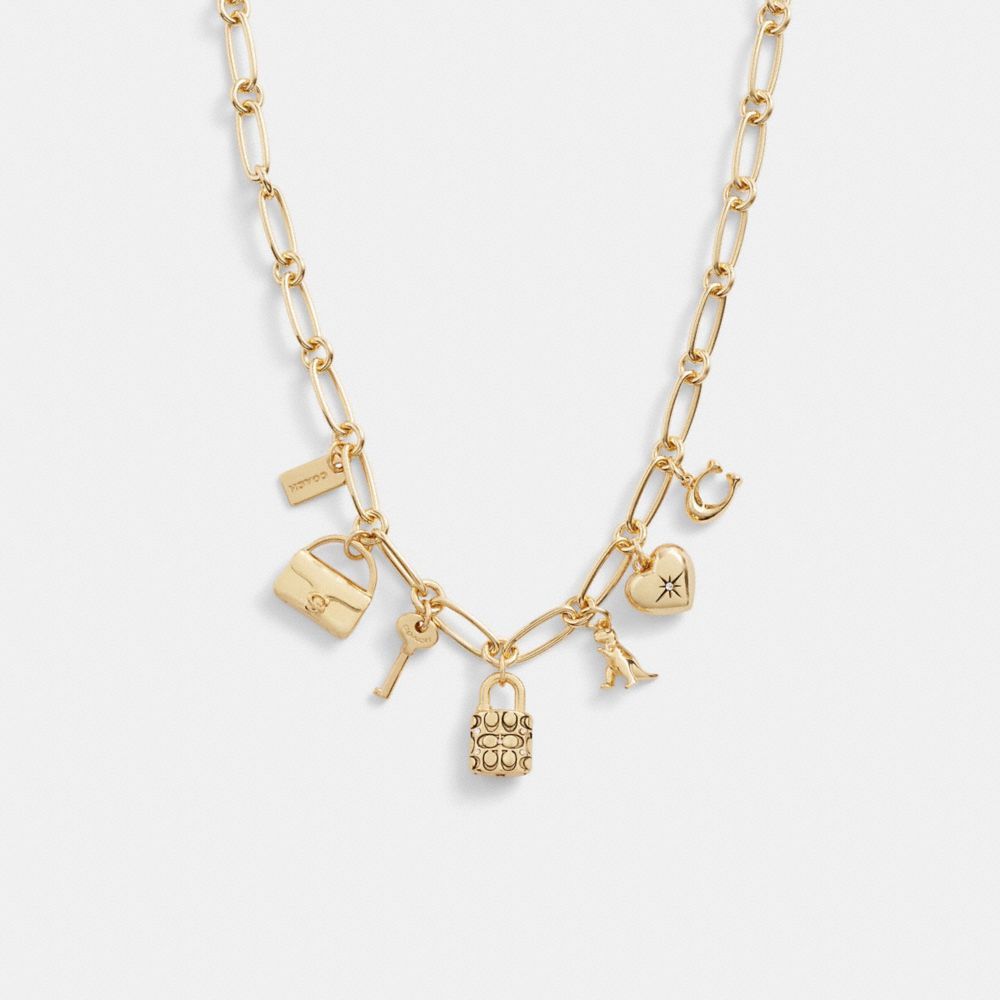 Coach Iconic Charm Chain Necklace Gold | 146-TEJCYW