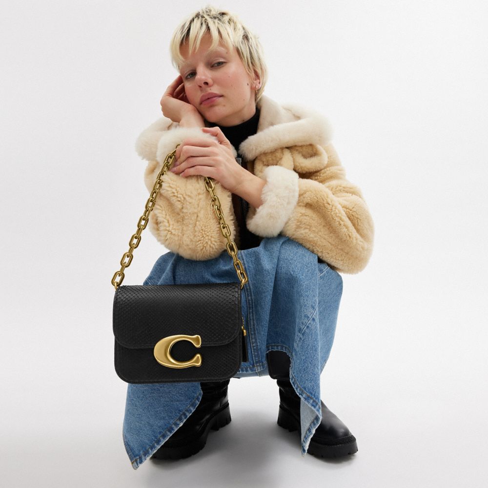 Coach Idol Bag In Python Brass/Black | 380-IHVQDK