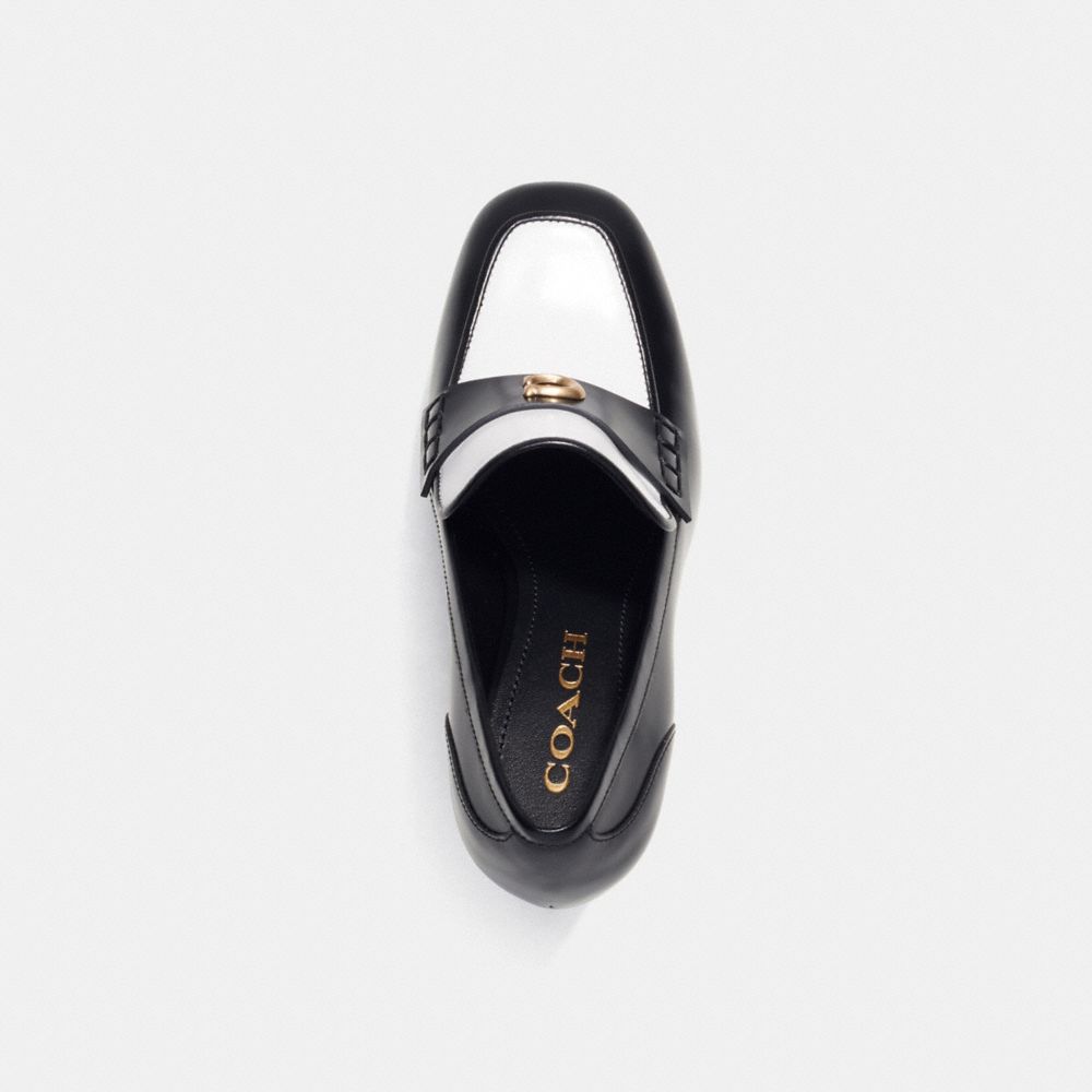 Coach Ilyse Platform Loafer Black/Optic White | 839-GTYXEH