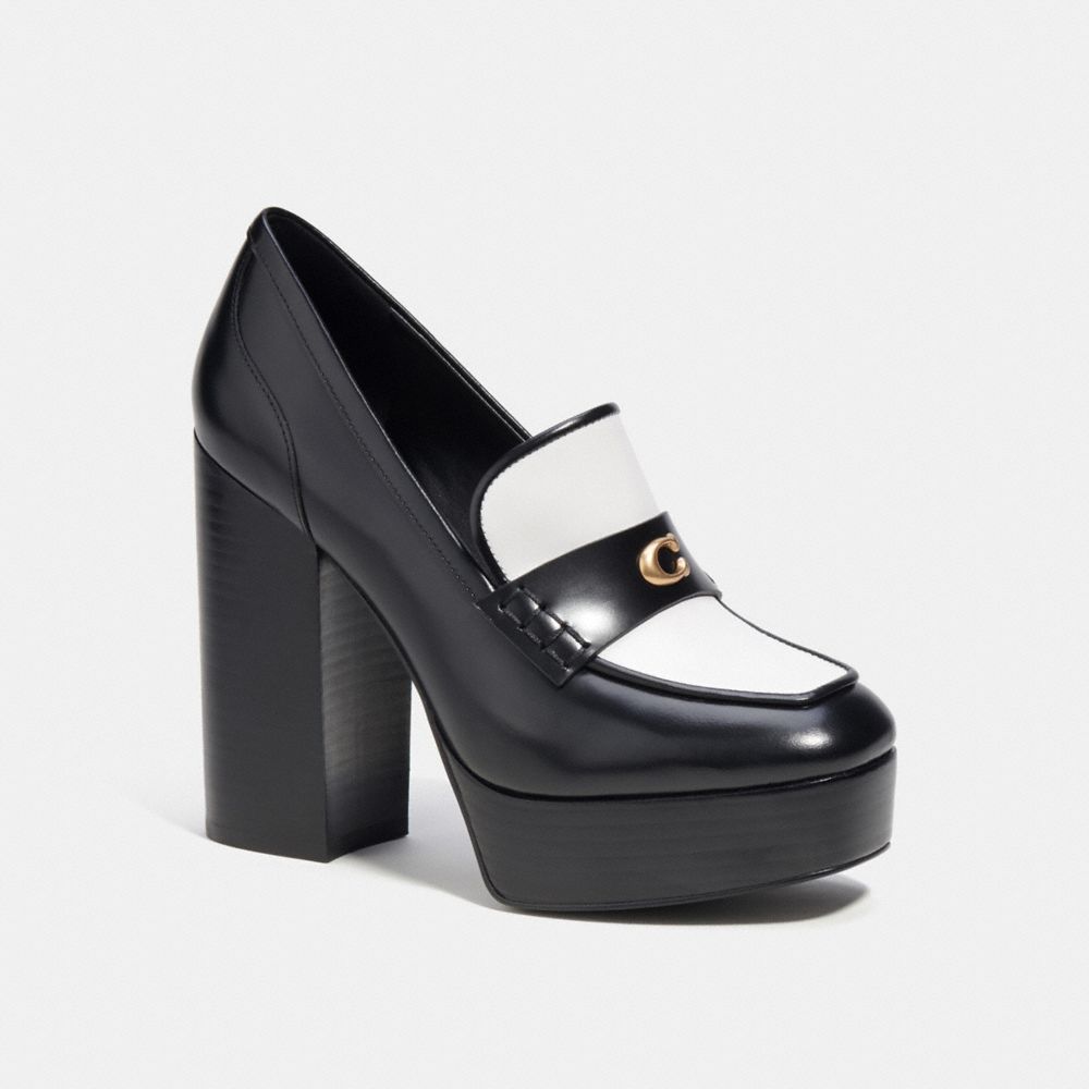 Coach Ilyse Platform Loafer Black/Optic White | 839-GTYXEH