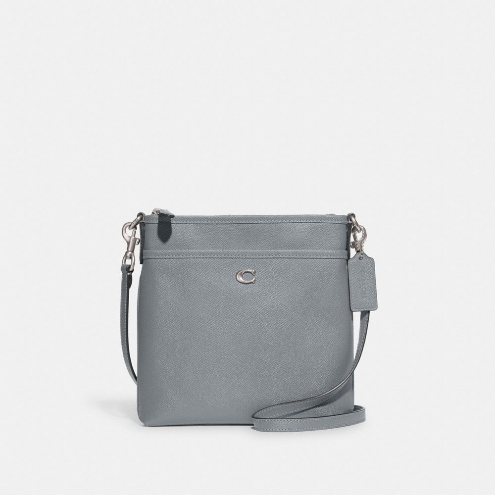 Coach Kitt Messenger Crossbody Bag Crossgrain Leather/Silver/Grey Blue | 923-VWMENF