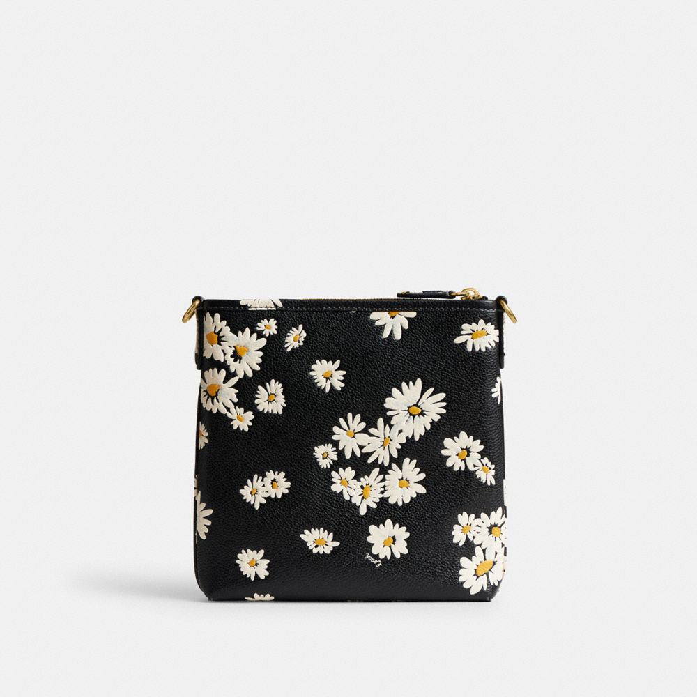 Coach Kitt Messenger Crossbody Bag With Floral Print Brass/Black Multi | 819-OGHPRF