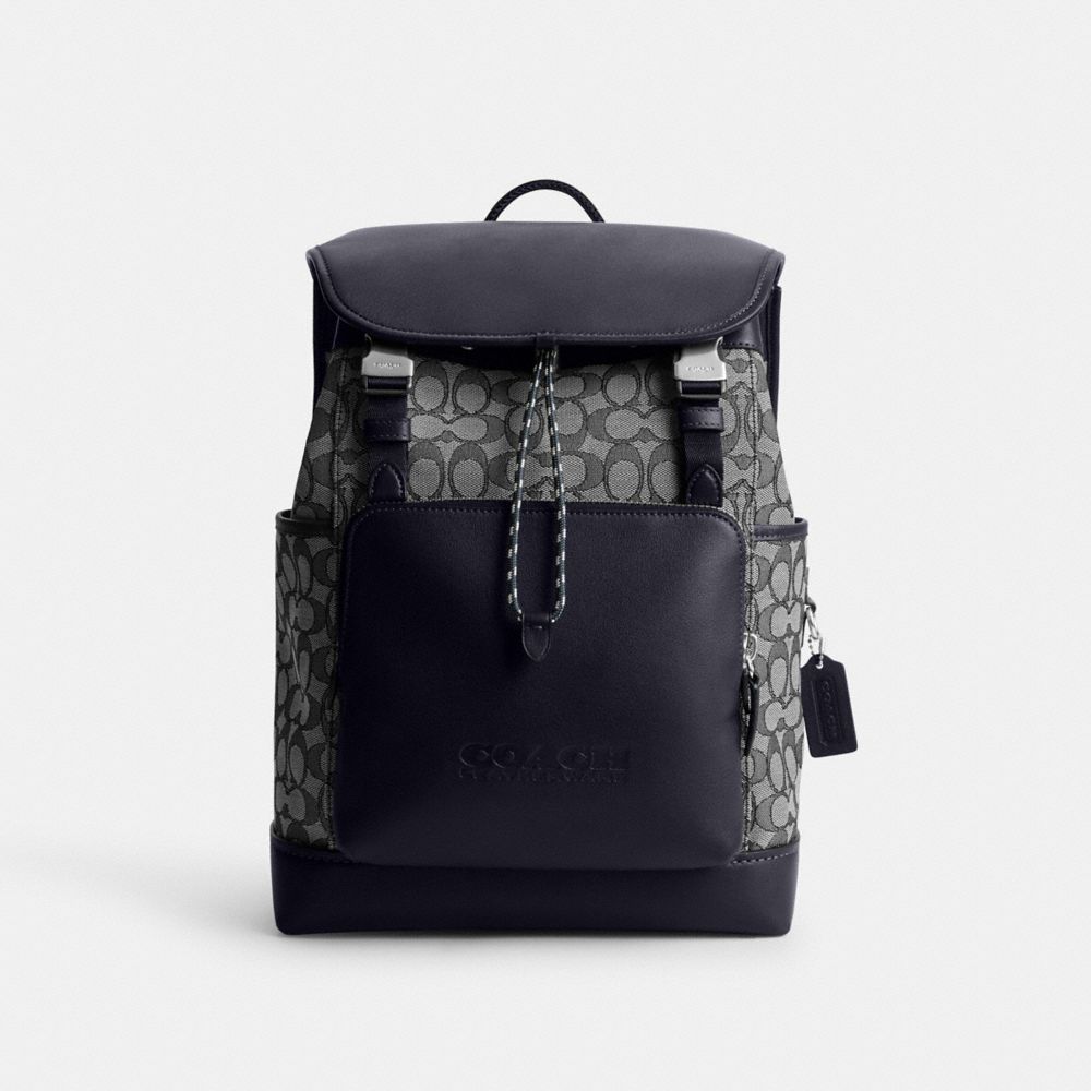 Coach League Flap Backpack In Signature Jacquard Signature Jacquard/Midnight Navy | 798-IPEBNM