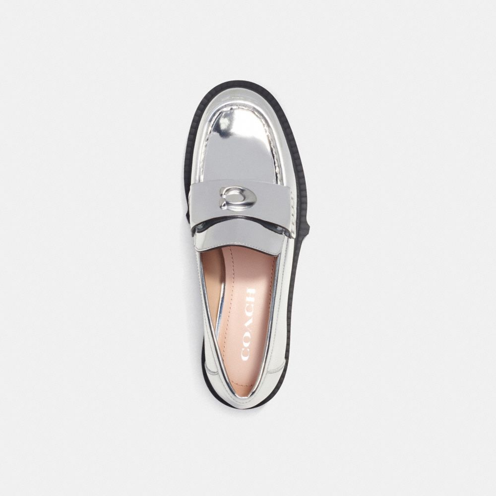 Coach Leah Loafer In Silver Metallic Leather/Silver | 178-IFBKRG