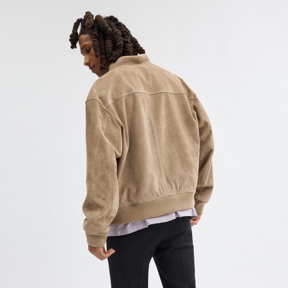 Coach Lightweight Suede Jacket Beige | 502-GJALBW