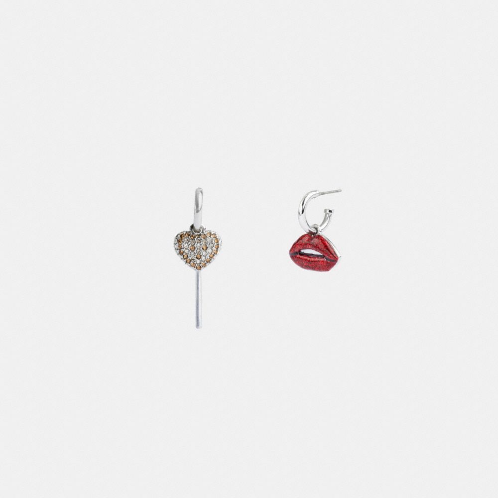 Coach Lollipop And Lips Mismatch Earrings Silver/Multi | 826-NZJQFY