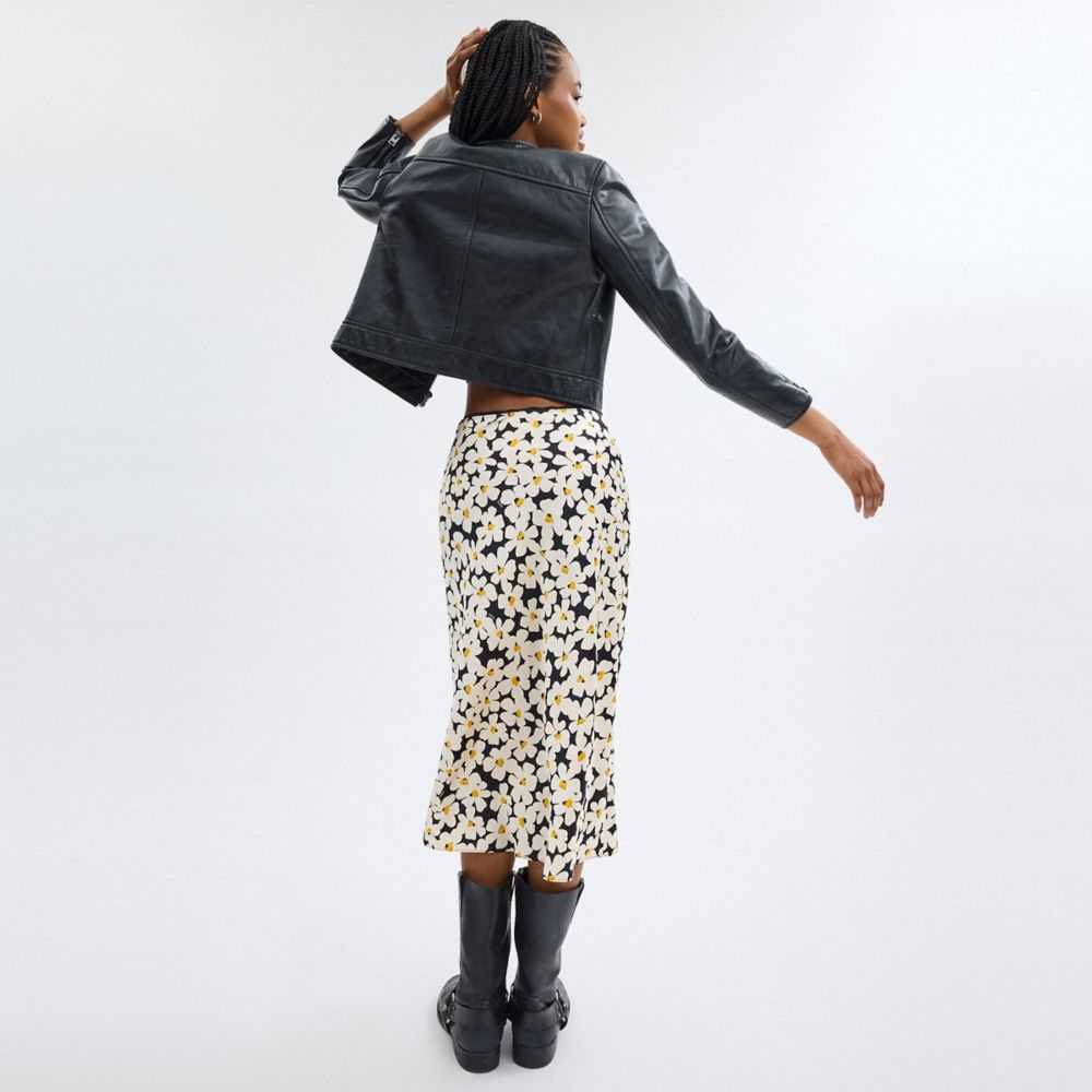 Coach Long Floral Midi Skirt Black | 380-GIMOBX